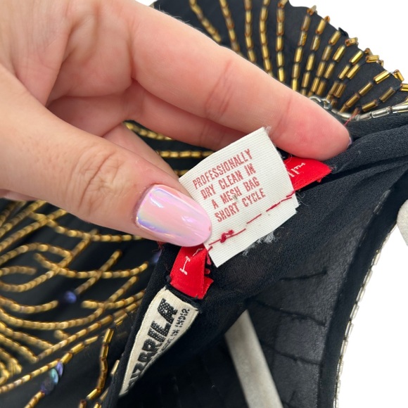 Vintage 1970s Halston III Iconic Fireworks Beaded Silk Chiffon Midi Dress S - Picture 5 of 8